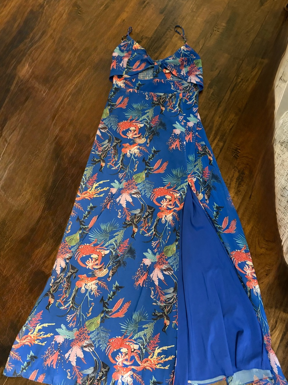 Akira Promise Falls Tie Front Open Midriff Maxi Dress Large